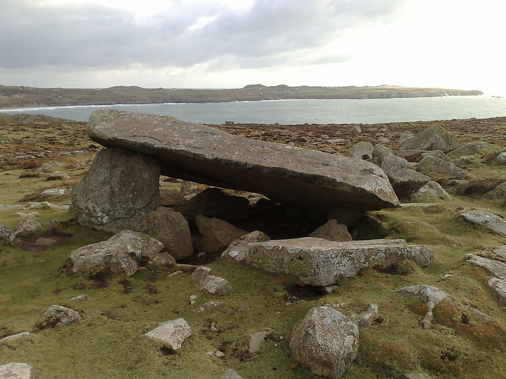 Coetan Arthur burial chamber on St Davids Head