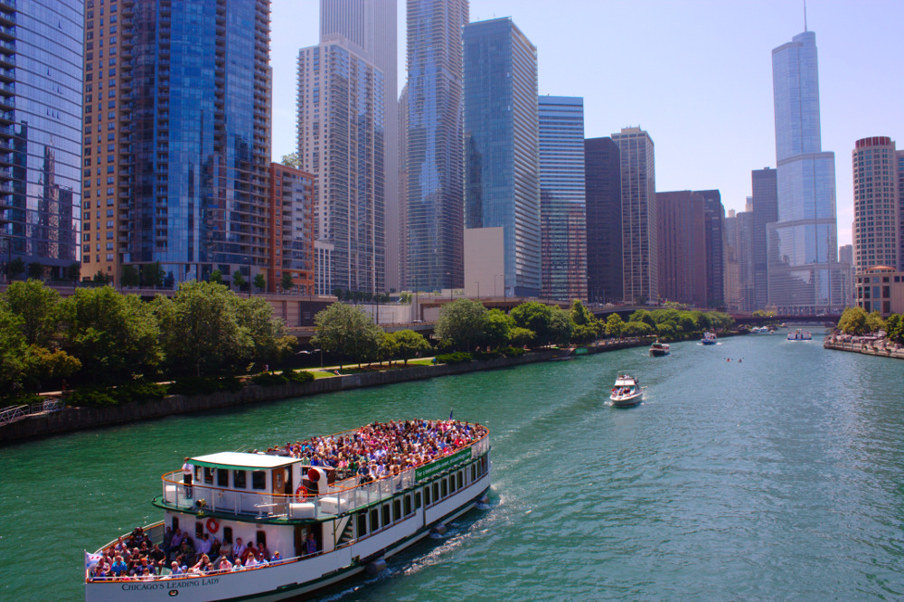 Chicago river from Lower North Lakeshore drive