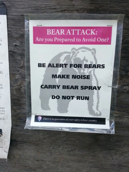 Sign warning about bears