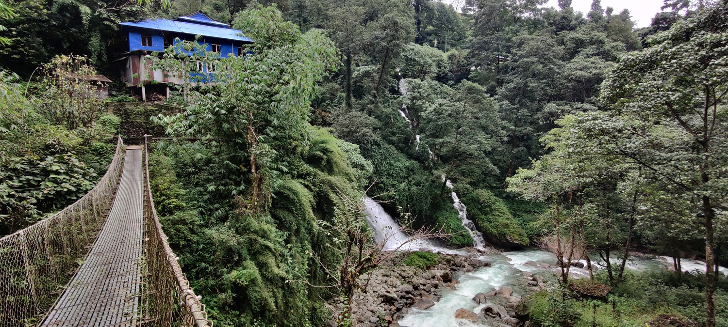 Crossing many of the hanging bridges on the trail