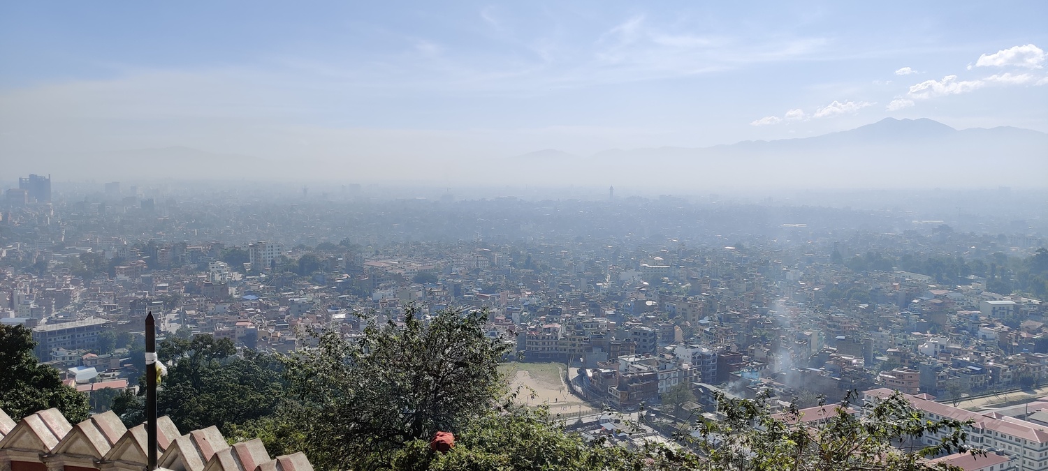 View of Kathmandu and the thick smog